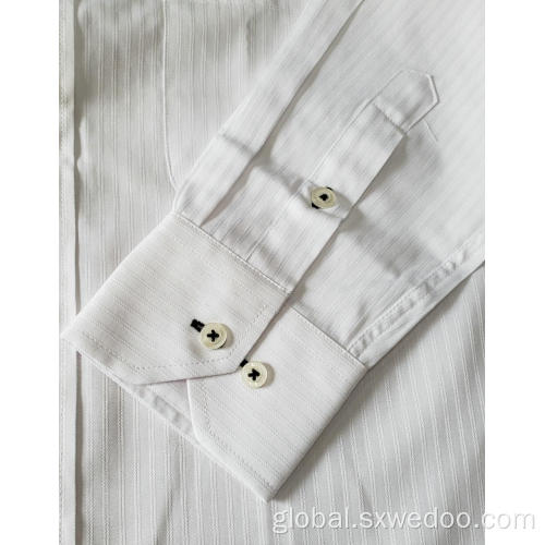 Long-sleeved Men's Shirts Button Down Collar White Jacquard Long-sleeved Men's Shirts Manufactory